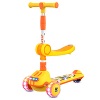 Patinete para niños de altura ajustable para exteriores, cubierta extra ancha iluminada, patinete plegable de 3 ruedas para niños con asiento extraíble