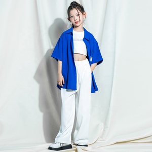 Filles Garçons Adolescent Kpop Tenues Hip Hop Vêtements Bleu Chemise Tops Baggy Pantalon Pour Enfants Jazz Danse <span class=keywords><strong>Costume</strong></span> Scène Street Wear Vêtements - Product Image 5