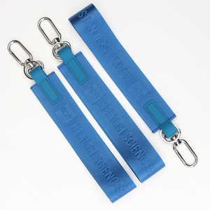 高級カスタムロゴ厚いヘビーデューティカラビナー織りショートリストランヤードエンボスカードジャカードナイロンキーホルダー - Product Image 1