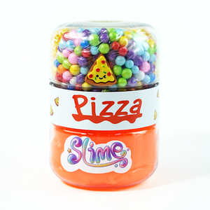 Slime World <span class=keywords><strong>Pizza</strong></span> 228g, Slime que Brilla en la Oscuridad, 2.4g de Bolas de Espuma, 15g de Tubos de Purpurina, 3 Figuras de Resina, Frasco de PET - Alivia el Estrés, Educativo - Product Image 1