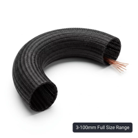 Funda Protectora para Cables FYX, de PET Expandible, Trenzada, Ignífuga, Flexible, Tipo Malla