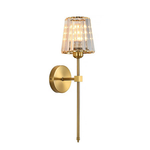 Modern Wall Lamp Copper Body Crystal Shade Touch Control <b>Led</b> <b>Light</b> Source E26 Bulb Base Wall Mounted For Living Room <b>Bedroom</b> - Product Image 5