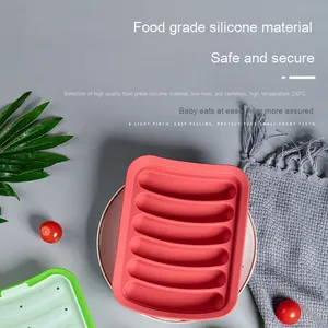 Moule à saucisses en silicone alimentaire écologique à 6 cavités pour jambon et hot-dogs, idéal pour la cuisson à domicile, outil de pâtisserie avec sac OPP - Product Image 2