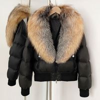Nouvelle doudoune courte en duvet de canard blanc pour femme, avec col en vraie fourrure de renard naturelle, épaisse et chaude, collection hiver 2025