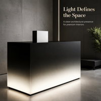 Comptoir de réception en acrylique à dégradé personnalisé, rétroéclairé par LED, moderne et minimaliste, sur mesure pour salon, hôtel, bureau