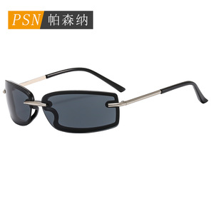 Psn Fashion <b>Sunglasses</b> <b>Rimless</b> Rectangle Y2K Style UV400 Protection Unisex Adult Sun Protection - Product Image 2