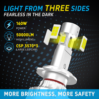 Lampu Depan Mobil Global Wholesale P19W H7 Canbus 160W 50000LM Tiga Sisi Cahaya Paten Proprietari Daya Tinggi Fabrikasi ODM