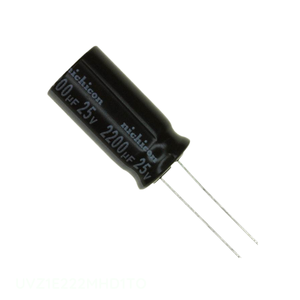 ตัวเก็บประจุแบบรูทะลุ (Through Hole) ยี่ห้อ Manufacturer Channel รุ่น 2200uF CAP ALUM 2200UF 20% 25V RADIAL รหัส UVZ1E222MHD1TO - Product Image 1
