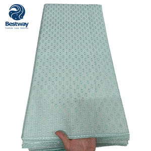 Tissu en dentelle polie Bestway 100% coton pour hommes, fête, mariage africain, dentelle blanche polie - Product Image 1