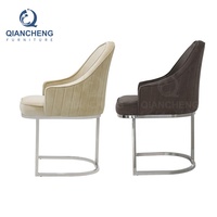 QIANCHENG – chaises de salle à manger confortables en velours rembourré, pieds en acier chromé, design moderne