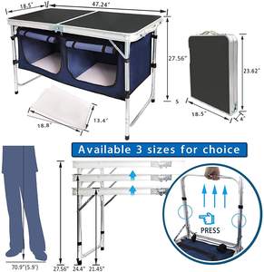 Table de camping pliable en aluminium légère avec compartiment de rangement, réglable en hauteur, pour cuisine de camping et barbecue en extérieur - Product Image 5