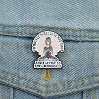 Épingle de citation inspirante avec pose de dessin animé-Mindfulness Motivational Yoga Girl Maçonnic Pin Metal Crafts Jewelry