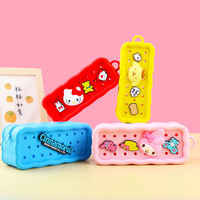 2024 nouveau dessin animé bricolage trou Silicone école porte-crayon maquillage toilette porte-monnaie sac fermeture à glissière vacances papeterie boîte cadeau