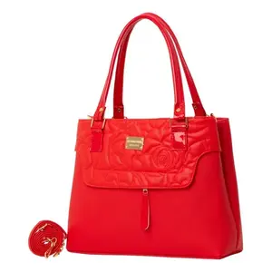 Sac à main en cuir rouge pour femme Fana Amelia M3737 avec fermeture à rabat matelassé pour usage quotidien - Product Image 3