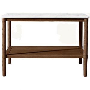 Mesa de Centro de Madera Maciza Estilo Americano con Cubierta de Mármol, Mesa de Centro Pequeña para Oficina - Product Image 1