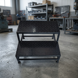 Industrial Steel Step <b>Stool</b> Blue/Green Powder Coated Two-Tier Movable Platform Structure OEM Customizable Durable Storage - Product Image 4