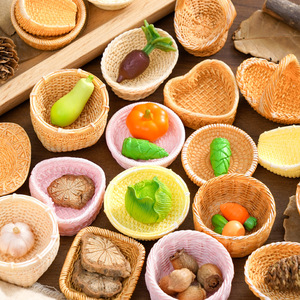 ตะกร้าหวายไม้ไผ่จำลองสุดสร้างสรรค์อุปกรณ์ตกแต่งแบบทำมือสำหรับถ่ายภาพขนาดเล็กที่เก็บภูมิทัศน์ทรงสี่เหลี่ยมผืนผ้าขนาดเล็ก - Product Image 4