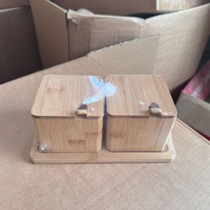 <b>Bamboo</b> Spice Jar Set With Lid Dustproof Condiment Storage <b>Container</b> For Kitchen Use - Product Image 1