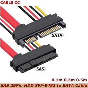 Adaptateur SATA 0.1m 0.5m Cordon d'extension 7 + 15P SFF-8482 disque dur SAS29pin vers SATA 22Pin connecté à la carte mère - Product Image 2
