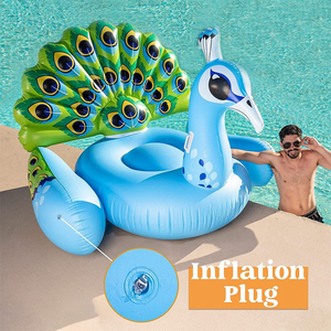 Flotteur gonflable de piscine de paon géant à cheval sur le décor de fête de piscine de radeau - Product Image 4