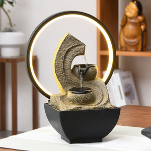 Adorno de agua corriente con retroiluminación, forma redonda, decoración de escritorio para oficina, sala de estar, regalo - Product Image 4