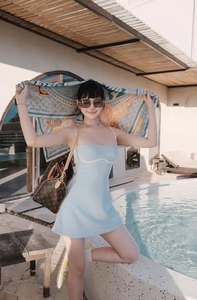 เดรสทรงบอดี้คอนสั้น แต่งขอบตัดสี สำหรับงานปาร์ตี้และคลับ สีฟ้าอ่อน รุ่นสั่งทำพิเศษ คอลเลคชั่นใหม่ 2026 ซัมเมอร์ สไตล์ Y2K ชุดเดรสผู้หญิงเซ็กซี่ สายเดี่ยว - Product Image 4