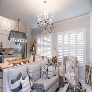 En gros, persiennes à lamelles réglables en imitation bois, panneaux coulissants en bois, volets de plantation en faux-bois - Product Image 4