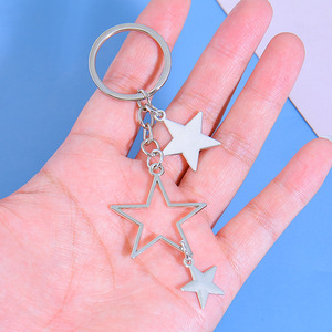 Thời trang kim loại rỗng ngũ giác Sao Tua Keychain vài ngày Valentine Keychain Ba lô mặt dây chuyền xe Keychain - Product Image 2
