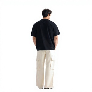 เสื้อยืดโอเวอร์ไซส์สีดำสำหรับผู้ชาย แขนสั้น คอกลม สกรีนลาย ผ้าฝ้ายเจอร์ซีย์ 100% ทรงปกติ ความยาวปกติ โลโก้ด้านหน้า - Product Image 2