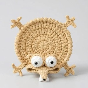 Finished Handwoven Animal Cup Coaster Creative Handmade Knitted Funny Heat-Insulating Mat <b>Desk</b> Decoration - Product Image 3