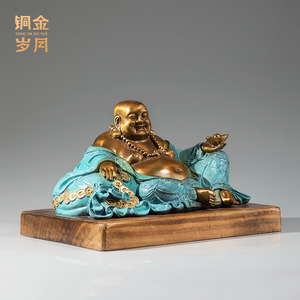 Estatua de Buda Maitreya de Cobre y Oro, Figura Hecha a Mano, Decoración para el Hogar, Escultura para Ofrecer en la Sala de Estar - Product Image 3