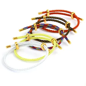 Pulseira de corda vermelha aço inoxidável, venda quente de pulseira ajustável para mulheres