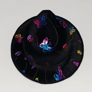 Nouveau style Chapeau de fête en feutre de fibre modale imprimé graffiti coloré, style jazz et cylindre - Product Image 3