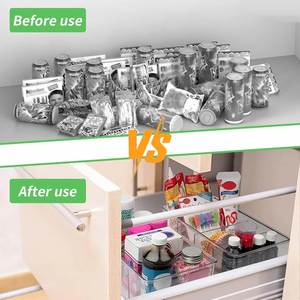 Clear Stackable PET <b>Plastic</b> Food Organizer Bins Handles Removable Dividers Injection Molded Modern Design Sustainable Pantry - Product Image 4