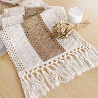 Chemin de table coton lin épissage avec gland drapeau de table décoration de vacances chemin de table serviette