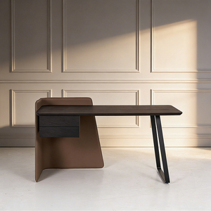 RIKKASI Meubles minimalistes modernes, bureau <span class=keywords><strong>en</strong></span> <span class=keywords><strong>bois</strong></span> noir <span class=keywords><strong>de</strong></span> luxe léger, meubles haut <span class=keywords><strong>de</strong></span> gamme pour villa et hôtel - Product Image 1