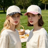 Casquette de baseball personnalisée en coton à 5 panneaux, imprimé pois, blocs de couleur et rayures, unisexe, été, pour hommes et femmes