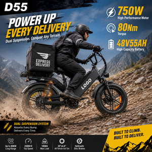 Bicicleta Eléctrica de Reparto D55, 48V55Ah, Neumático Grueso de 20 Pulgadas, 750W, E-MTB, 240km de Autonomía, Suspensión Completa, Bicicleta de Carga OEM Personalizada - Product Image 1