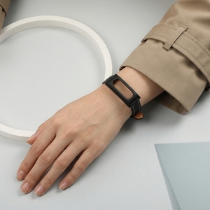 Boucle de <span class=keywords><strong>montre</strong></span> H pour bracelets <span class=keywords><strong>Fitbit</strong></span> Air, <span class=keywords><strong>bracelet</strong></span> en cuir <span class=keywords><strong>Fitbit</strong></span> Air Correa de <span class=keywords><strong>luxe</strong></span>, couleur noire avec surpiqûres blanches - Product Image 1