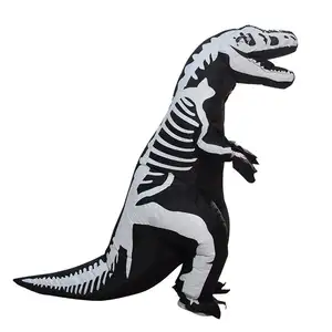 Pesan pabrik kostum tiup dewasa setelan dinosaurus hitam baju terusan Halloween Cosplay