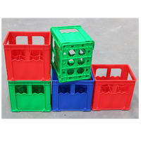 Caisse en plastique HDPE solide SHUNMEI, couleur personnalisée pour 24 bouteilles de vin, de boissons, de bière, style boîte, durable, empilable, personnalisable