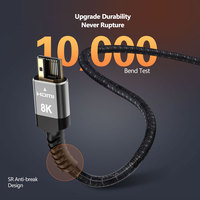 Câble HDMI 2.1 ultra fin 8K 48 Gbps EARC en nylon tressé avec alliage d'aluminium pour moniteur de jeu et écran PC