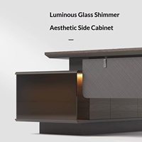 Bureau de direction en bois en forme de L de luxe, ensemble de bureau complet moderne et minimaliste, bureau de direction haut de gamme pour PDG et managers