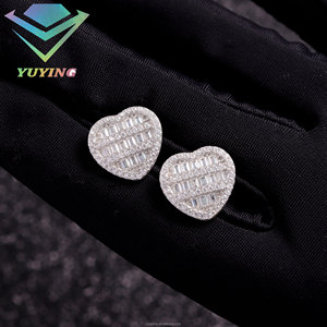 VVS moissanite GRA certificate 925 <b>silver</b> 18K gold plated heart shape earring Round Brilliant Cut claw setting fashion earring - Product Image 1