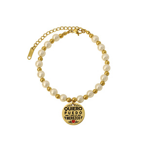 Baroque Freshwater Pearl <b>Beaded</b> <b>Bracelet</b> Gold <b>Charm</b> Women's Jewelry Gift - Product Image 5