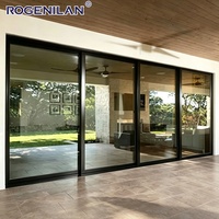 Porte coulissante de patio en aluminium insonorisée ROGENILAN pour l'extérieur, double vitrage, verre trempé, pour maisons