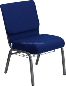 スタッカブル金属黒鋼鉄パッド入り教会用椅子 - Product Image 2