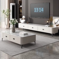 Sorgfältig ausgewähltes minimalistisches Massivholz-Teetisch- und TV-Schrank-Set – Modernes, kreatives, leicht luxuriöses Aufbewahrungs- und mobiles Set für kleine Wohnungen