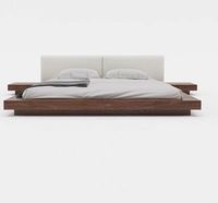 Massives Holz-Tatami-Bett im japanischen Stil, Walnuss, großes, flaches, modernes, minimalistisches Hängebett für das Hauptschlafzimmer