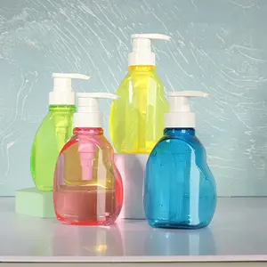 PET 300ml losyon pompası kozmetik kalp şeklinde şampuan şişesi s dağıtıcı sıvı sabun ambalajı plastik şampuan şişesi